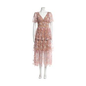 SELF-PORTRAIT Lace Pattern Long Dress - Size: M | US6, UK10